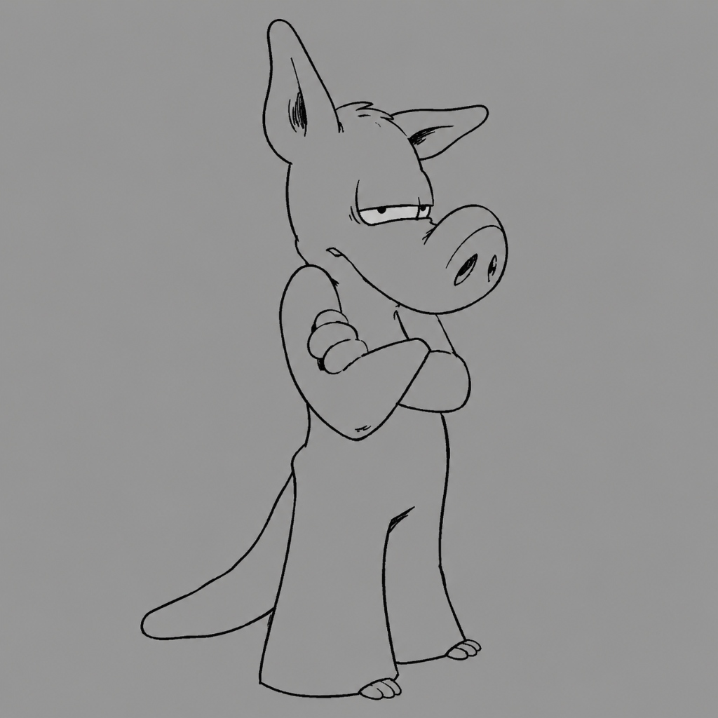 Cerebus standing, arms crossed